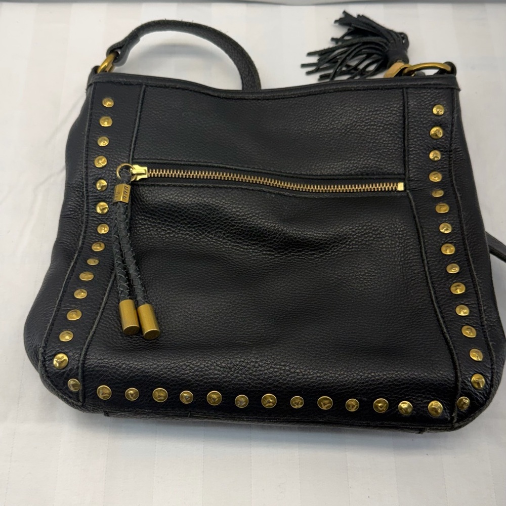 The Sak Black Shoulder Bag with Gold Accents